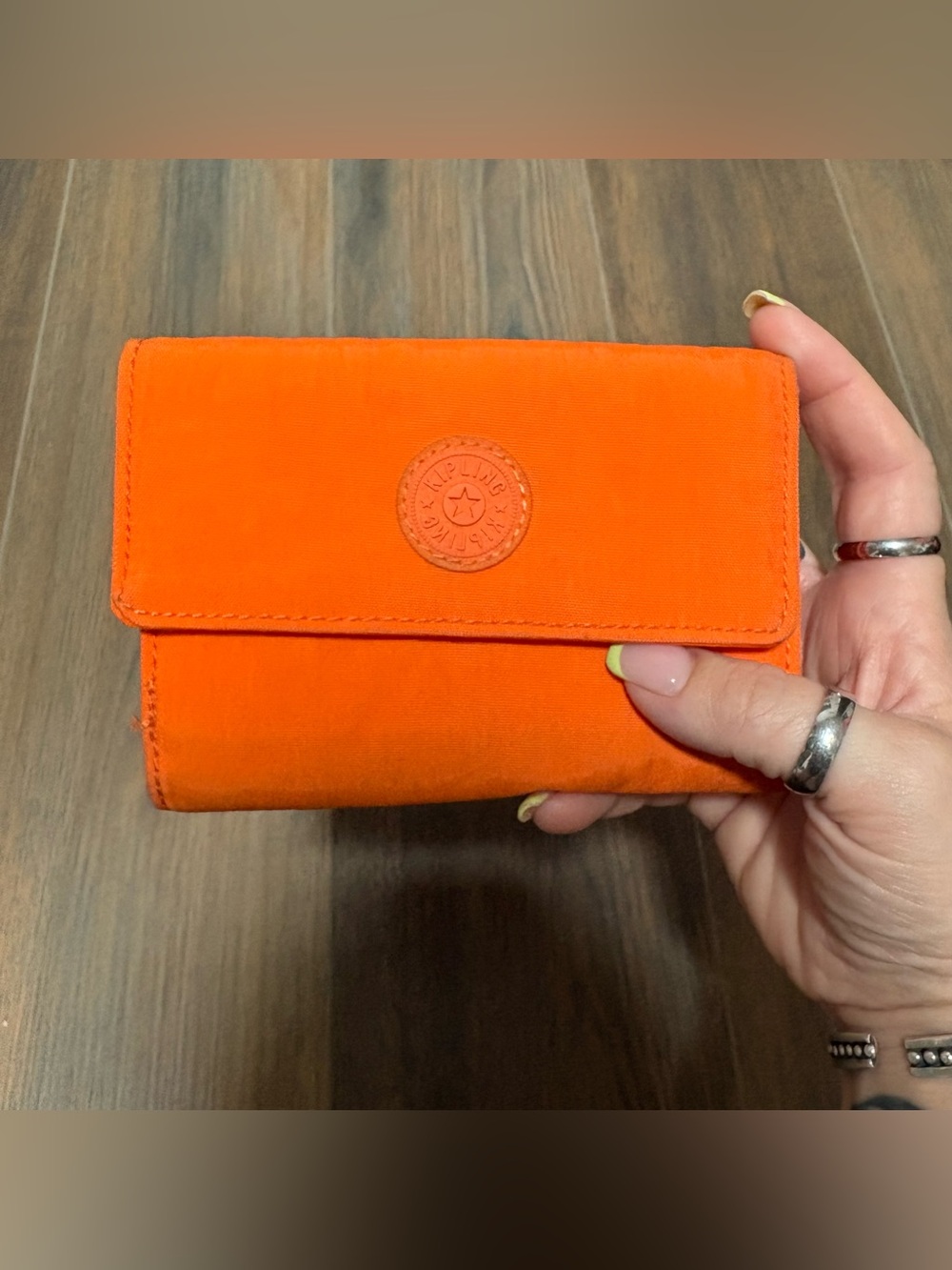 Kipling PIXI Snap Medium Trifold Wallet AC3710-804 Orange Nylon Multi Card Slot